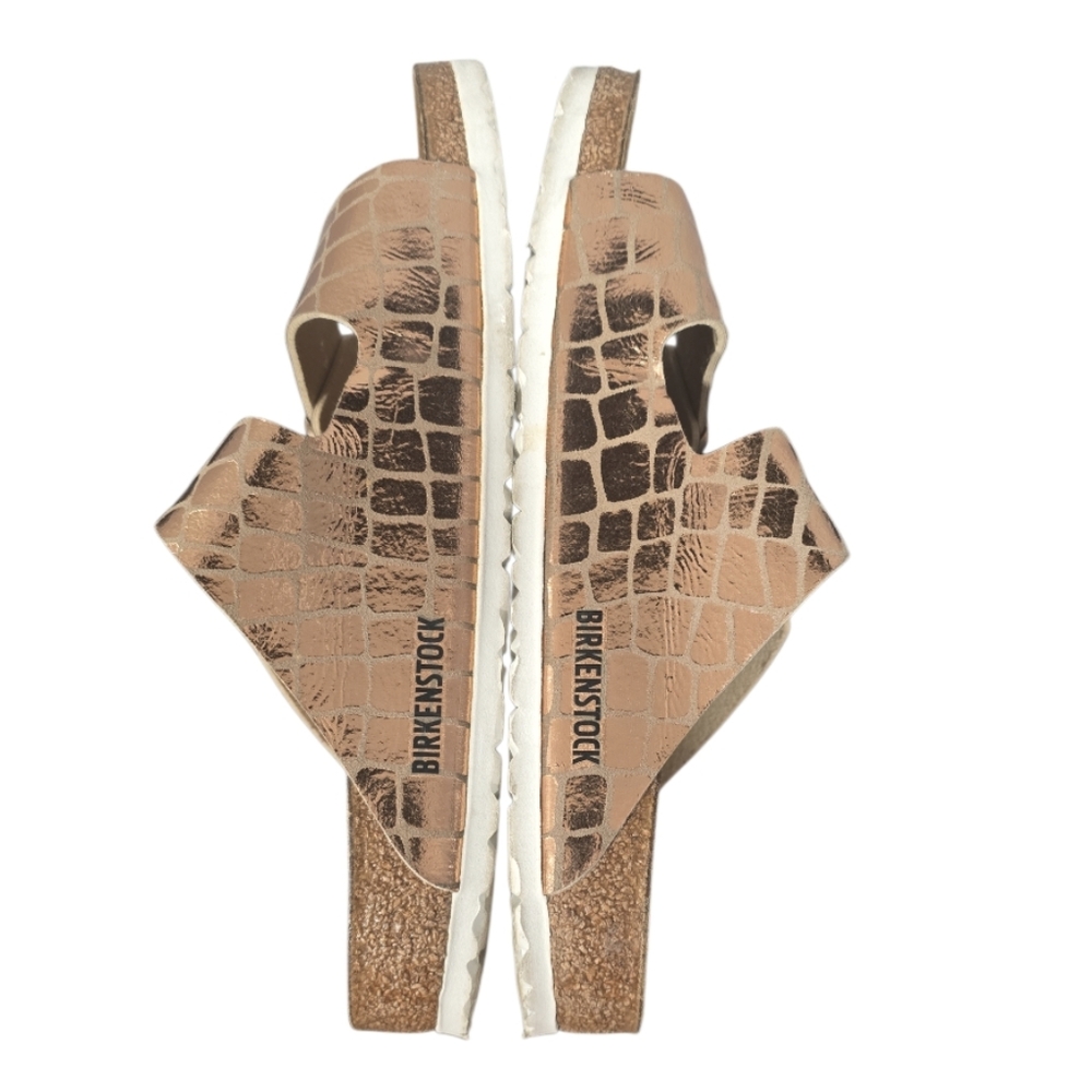 Birkenstock Arizona Metallic Gator Gleam Cooper Two Straps Sandals! 41 L10 M8 - Picture 3 of 6
